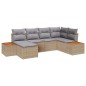vidaXL Set di Divani da Giardino a 6 Pezzi con Cuscini in Rattan Sintetico Beige e Acacia