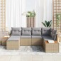vidaXL Set di Divani da Giardino a 6 Pezzi con Cuscini in Rattan Sintetico Beige e Acacia