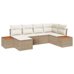 vidaXL Set Giardino 6 Pezzi con Cuscini in Rattan Sintetico Beige e Acacia