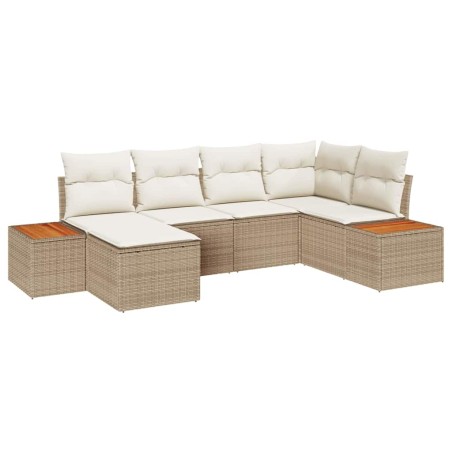 vidaXL Set Giardino 6 Pezzi con Cuscini in Rattan Sintetico Beige e Acacia