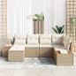 vidaXL Set Giardino 6 Pezzi con Cuscini in Rattan Sintetico Beige e Acacia vidaXL Set Giardino 6 Pezzi con Cuscini in Rattan Sintetico Beige e Acacia