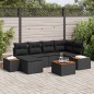 vidaXL Set Divano da Giardino 7 Pezzi con Cuscini in Polirattan Nero e Acacia