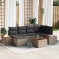 vidaXL Set di divani da giardino 7 pezzi con cuscini grigi in rattan sintetico e acacia vidaXL Set di divani da giardino 7 pezzi con cuscini grigi in rattan sintetico e acacia