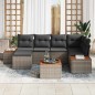 vidaXL Set di divani da giardino 7 pezzi con cuscini grigi in rattan sintetico e acacia vidaXL Set di divani da giardino 7 pezzi con cuscini grigi in rattan sintetico e acacia
