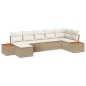 vidaXL Set da giardino di 7 pezzi , con cuscini in polirattan beige e acacia.