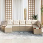 vidaXL Set da giardino di 7 pezzi , con cuscini in polirattan beige e acacia.