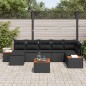 vidaXL Set da giardino 8 pezzi con cuscini in rattan sintetico nero e legno di acacia.