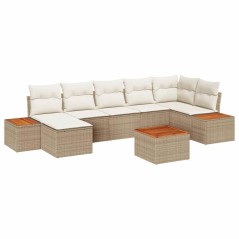 vidaXL Set di divano da giardino in 8 pezzi di con cuscini, rattan polietilene beige e acacia.