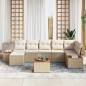 vidaXL Set di divano da giardino in 8 pezzi di con cuscini, rattan polietilene beige e acacia.
