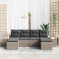 vidaXL Set divano da giardino 6 pezzi con cuscini in polirattan grigio e legno di acacia
