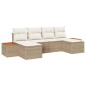 vidaXL Set Divano da Giardino 6 Pezzi con Cuscini Beige in Rattan Sintetico e Acacia.