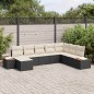 vidaXL Set di divano da giardino da 8 pezzi con cuscini in rattan sintetico nero e acacia vidaXL Set di divano da giardino da 8 pezzi con cuscini in rattan sintetico nero e acacia
