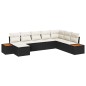 vidaXL Set di divano da giardino da 8 pezzi con cuscini in rattan sintetico nero e acacia vidaXL Set di divano da giardino da 8 pezzi con cuscini in rattan sintetico nero e acacia