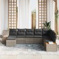 vidaXL Set divano da giardino 8 posti con cuscini grigi in polirattan e legno di acacia