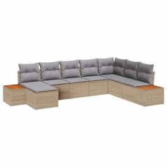 vidaXL Set di Divani da Giardino 8 Pezzi con Cuscini Beige in Rattan Sinteco e Acacia