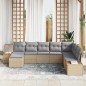 vidaXL Set di Divani da Giardino 8 Pezzi con Cuscini Beige in Rattan Sinteco e Acacia