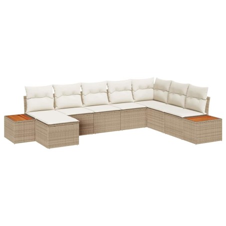 vidaXL Set da Giardino a 8 Pezzi con Cuscini Beige in Rattan Sintetico e Acacia