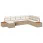 vidaXL Set da Giardino a 8 Pezzi con Cuscini Beige in Rattan Sintetico e Acacia