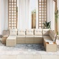 vidaXL Set da Giardino a 8 Pezzi con Cuscini Beige in Rattan Sintetico e Acacia