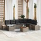 vidaXL Set da Giardino 9 Pezzi con Cuscini Grigi in Rattan, Poliestere e Acacia