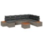 vidaXL Set da Giardino 9 Pezzi con Cuscini Grigi in Rattan, Poliestere e Acacia