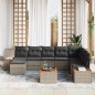 vidaXL Set da Giardino 9 Pezzi con Cuscini Grigi in Rattan, Poliestere e Acacia