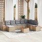 vidaXL Set di divani da giardino a 9 pezzi con cuscini beige in polyrattan e acacia