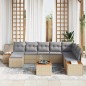 vidaXL Set di divani da giardino a 9 pezzi con cuscini beige in polyrattan e acacia