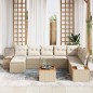 vidaXL Set da Giardino 9 Pezzi con Cuscini Beige in Rattan Sintetico e Acacia