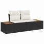 vidaXL Set Giardino in 6 Pezzi, Cuscini in Rattan Sintetico Nero e Acacia