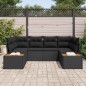 vidaXL Set di divano da giardino 6 pezzi con cuscini in polyrattan nero e legno di acacia.