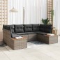 vidaXL Set di divani da giardino 6 pezzi con cuscini grigi in polyrattan e acacia.