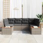 vidaXL Set di divani da giardino 6 pezzi con cuscini grigi in polyrattan e acacia.
