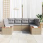 vidaXL Set di divani da giardino da 6 pezzi con cuscini beige in poly rattan e acacia