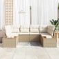 vidaXL Set di divani da giardino 6 pezzi con cuscini beige in rattan sintetico e acacia.
