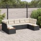 vidaXL Set da giardino 7 pezzi con cuscini neri in polyrattan e acacia