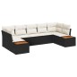 vidaXL Set da giardino 7 pezzi con cuscini neri in polyrattan e acacia