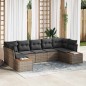 vidaXL Set da giardino di 7 pezzi con cuscini grigi in polyrattan e acacia.