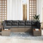 vidaXL Set da giardino di 7 pezzi con cuscini grigi in polyrattan e acacia.