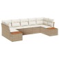 vidaXL Set di divano da giardino 7 pezzi , con cuscini beige, in rattan polivalente e acacia.