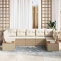 vidaXL Set di divano da giardino 7 pezzi , con cuscini beige, in rattan polivalente e acacia.