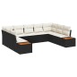 vidaXL Set da Giardino a 9 Pezzi con Cuscini - Polirattan Nero e Acacia
