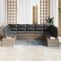 vidaXL Set di divani da giardino 9 pezzi con cuscini in rattan e acacia grigi.