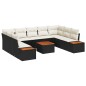 vidaXL Set da Giardino di 10 Pezzi con Cuscini, Rattan Polirattan Nero & Acacia