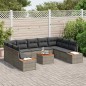 vidaXL Set da giardino da 10 pezzi con cuscini in polirattan grigio e legno d'acacia
