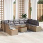 vidaXL Set di divani da giardino - 10 pezzi con cuscini in rattan sintetico beige e legno di acacia