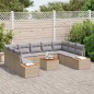 vidaXL Set di divani da giardino - 10 pezzi con cuscini in rattan sintetico beige e legno di acacia
