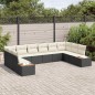 vidaXL Set da Giardino da 10 Pezzi con Cuscini Neri in Rattan e Struttura in Polietilene
