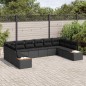 vidaXL Set Divano da Giardino da 10 Pezzi con Cuscini in Rattan Nero e Acacia