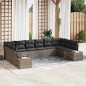 vidaXL Set divano da giardino 10 pezzi con cuscini grigi in polyrattan e legno di acacia